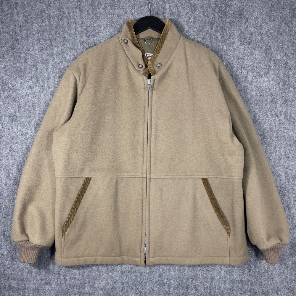 Mighty-Mac Wool Jacket Mens XL Tan Thinsulate Insulated Corduroy Trim USA Made